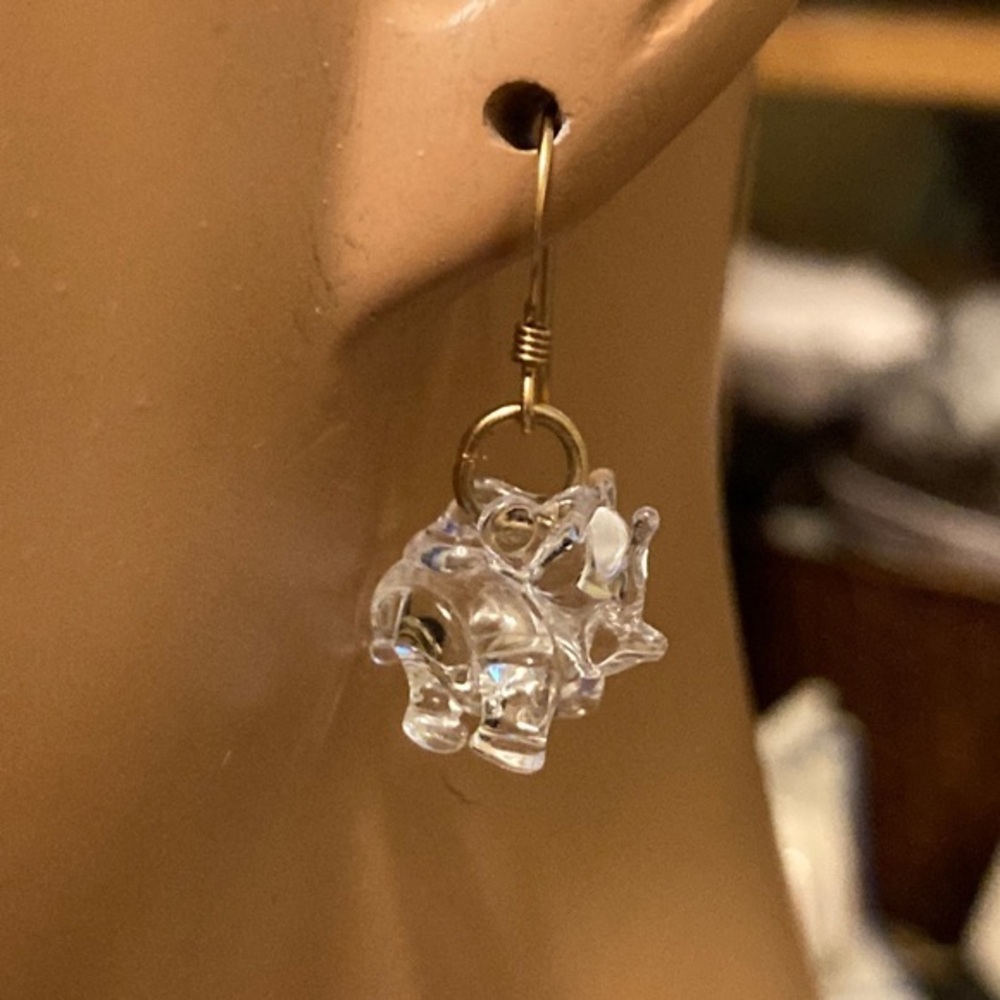 Lucite elephant earrings
